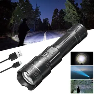 Flashlight Rechargeable High Lumens, 1,500,000L Super Bright LED Tactical Flashlights, High Powered Handheld Rechargeable Flash Light with 3 Modes, Type-C, Side Light, Long Runtime for Camping,1-Pack