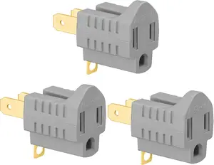 (3 Pack) 3-Prong to 2-Prong Adapter Polarized Grounding Converter 3 Pin to 2 Pin Power for Wall Outlets Plugs, Gray