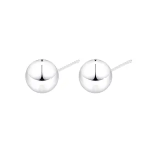 SILVBREEZE Classic White Gold Plated Small Large Ball Elegant Stud Earrings for Women | Minimalist & Lightweight | Hypoallergenic for Sensitive Skin