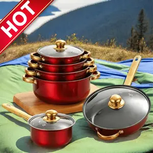 6-Piece stainless steel cooker set, anti-stick cooker set, Cookware, Cookware Kitchen, heat-resistant, frying pan, small hot pot, wok, Casserole, Cooking Pot, versatile, durable, perfect gift for family, friends, summer camping barbecue