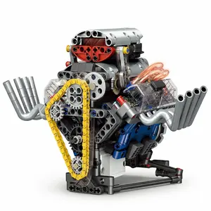 V8 Engine Building Blocks Set, 665 Pieces, STEM Assembled Engine Model Mini Kit, Suitable for Teenagers and Adults, Father's Day Gift KXING