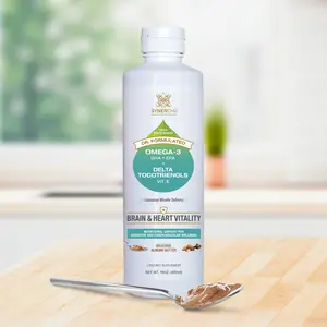 Synerchii Brain & Heart Vitality Plant-Based Omega-3 DHA EPA Delta Tocotrienols Ahiflower Almond Butter Flavor Vegan Non-GMO