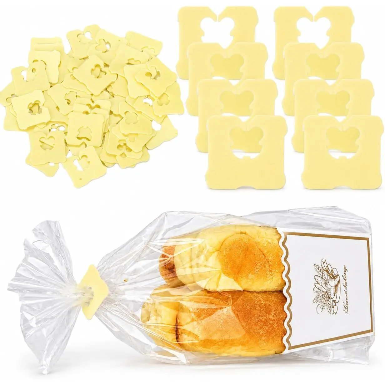 100 Pcs Reusable Plastic Bread Clips - Keep Your Food Fresh with 7/8 x 7/8 inches Food Bag Clips (Yw)