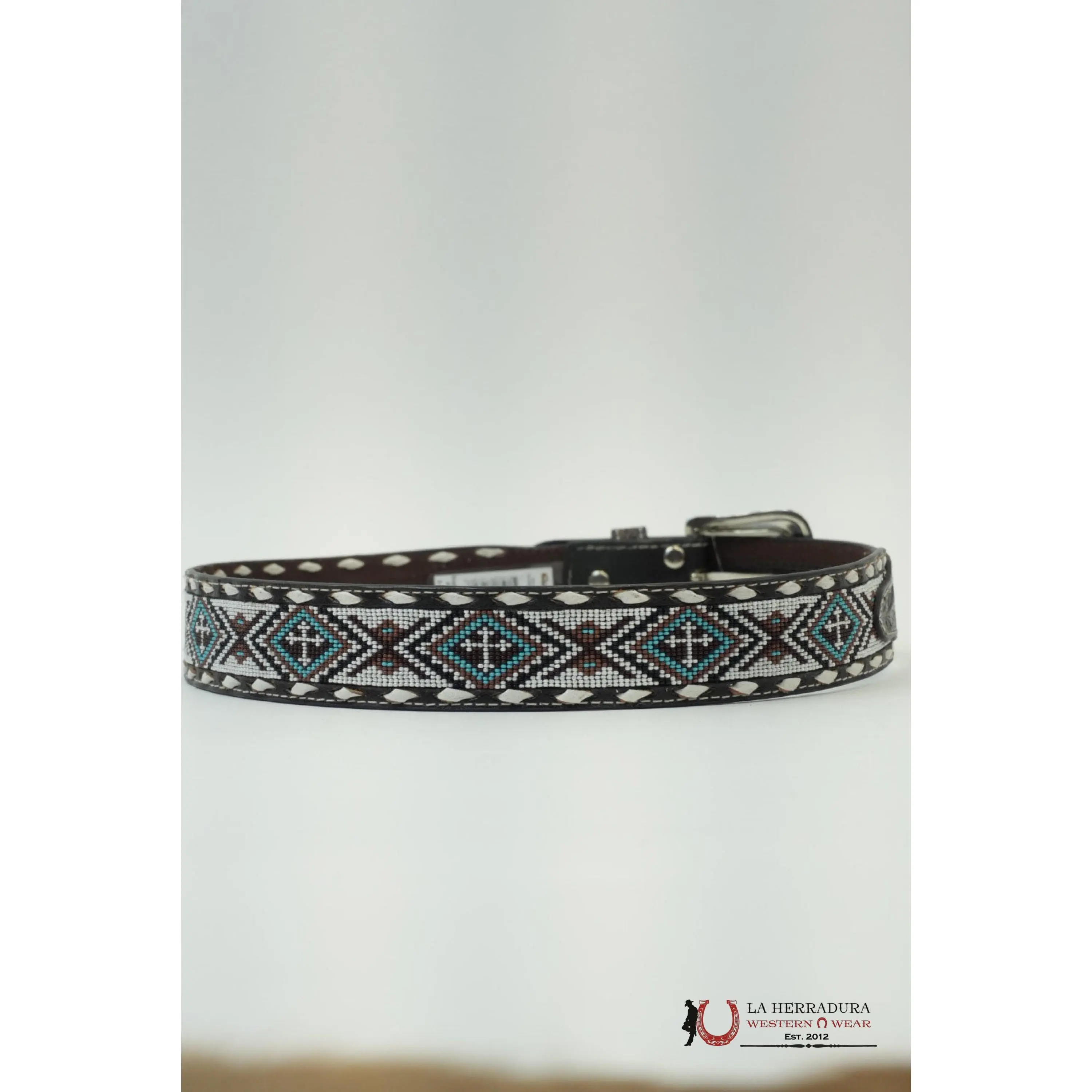 NOCONA White Cross Aztec Beaded Trendy Belt - N210005505