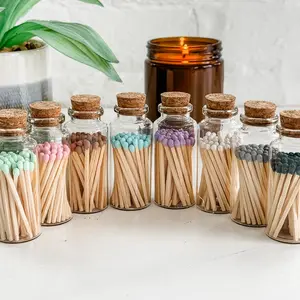 Fancy Safety Matches in Large Glass Vial - 40 Matches - 8 Colors (MV40)