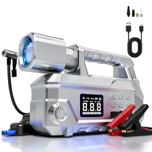 Geeneu 36800mAh 12V Car Jump Starter Auto Accessories - 150PSI Portable Car Tool Kit, Automotive Tool Kit with Air Compressor, 950LM LED Light, Jumper Cables, Auto-Shutoff Tire Inflator (For All Gas/10.0L Diesel) fathersdaygift