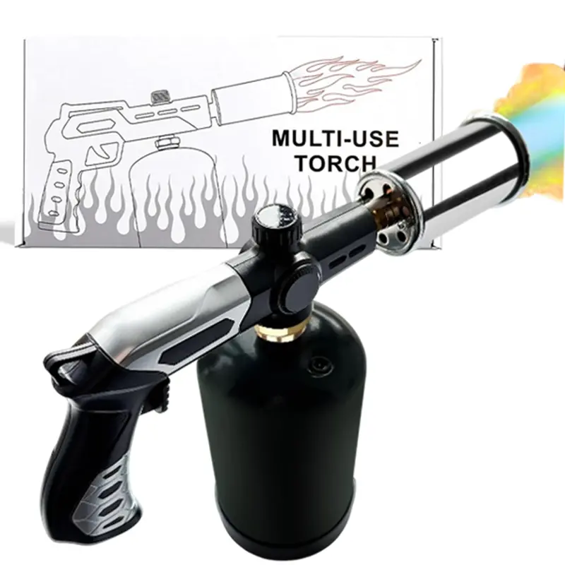 [Deals For You Days] Adjustable Propane Blow Torch with Safety Lock and Trigger Ignition for BBQ, Charcoal, Campfires, Searing and Outdoor Cooking, Tank Not Included