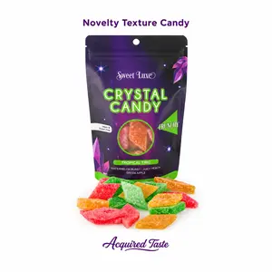 Sweet Luxe Tropical Trio Crystal Candy – Novelty Texture ASMR Crunch Experience (4 oz) | Light Watermelon, Peach & Green Apple Flavors | Crunchy Snap Shell + Jelly-Style Center | Acquired-Taste Gemstone Candy | Gluten-Free & Vegan | Made in Canada