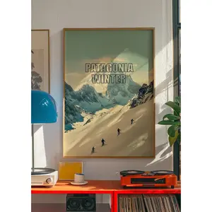 Patagonia National Park, 90s Aesthetic Wall Art, Retro Hiking Landscape, Wilderness Travel Print
