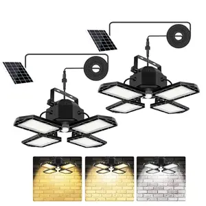 Solar Shed Light Outdoor Indoor, Solar Powered Motion Sensor Pendant Light Daytime Available, Solar Indoor Lights with Remote For Shed Yard Lighting