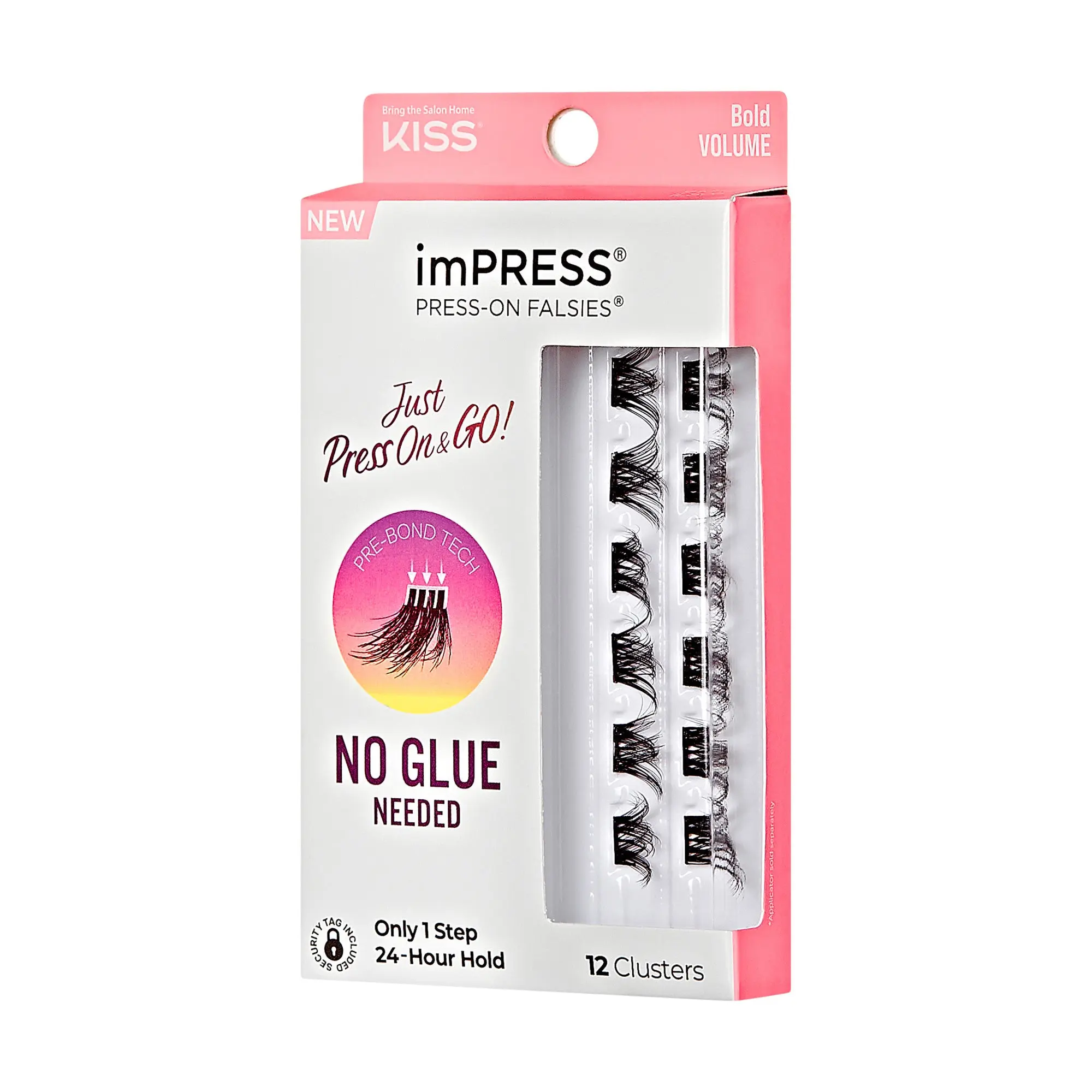 Impress Falsies Pre-Glued False Eyelashes Minipack - Bold | 12 Lash Clusters, 12mm-14mm