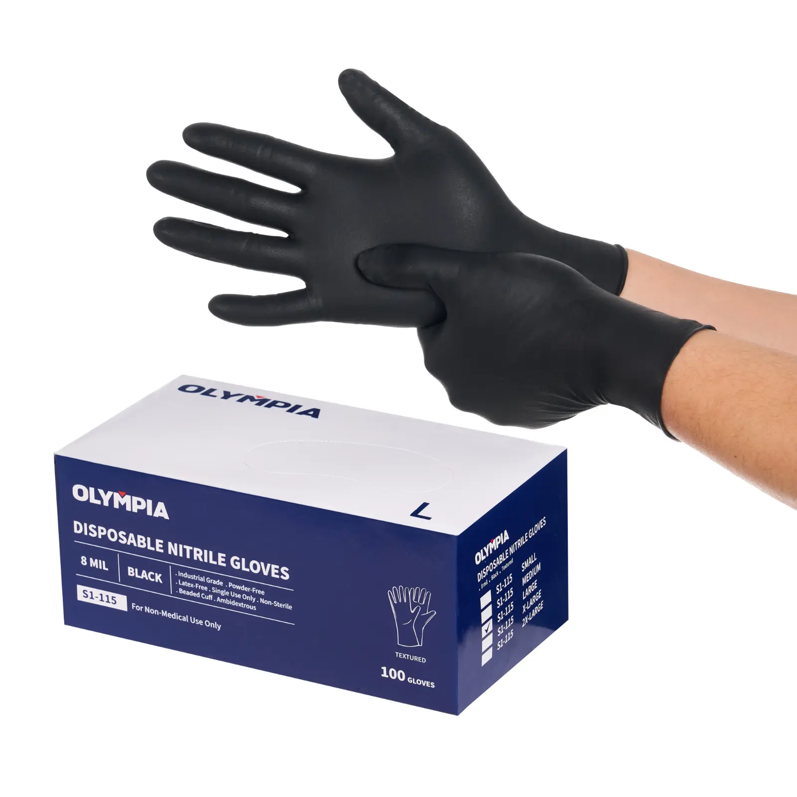 NorthSky 8Mil Thick Heavy Duty Black Nitrile Gloves, 100 Pairs Disposable Latex-Free Powder-Free Gloves, Food Safe Chemical Resistant Tear-Proof Waterproof Industrial Gloves for Kitchen Cleaning Work