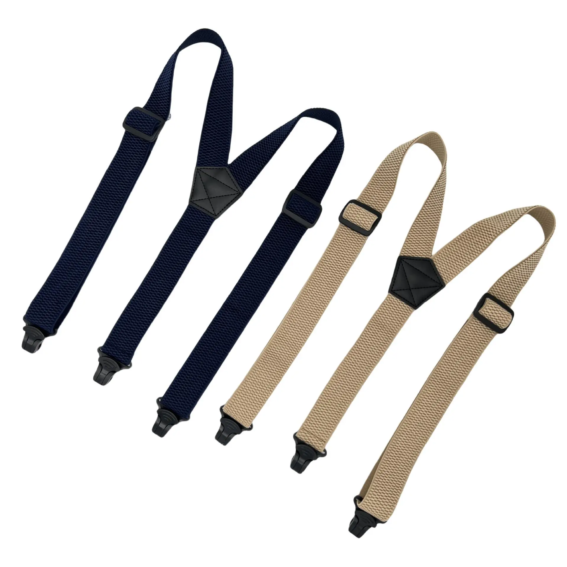 Men's Hidden Suspenders, Solid Elastic Adjustable Straps with 3-Point Belt Loop Attachments for Undergarment Wear, Black/Navy, Adjustable Elastic Belt, 3-Point Hidden Suspenders, Webbing Belt