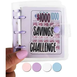 Portable Mini Money Saving Binder, Save $1000 Envelopes Money Saving Challenge Book, Purple, 1