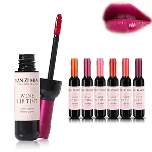 Man Zi Miao Wine Lip Tint - Long Lasting Color Waterproof Lip Gloss in Wine Bottle Design - Glossy Moisturizing Makeup