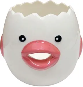 LuoCoCo Cute Ceramic Egg Separator – Vomiting Chicken Design – Practical Kitchen Gadget for Egg Yolk & White Separation – Small Egg Filter Splitter – Dishwasher Safe Baking Assistant Tool
