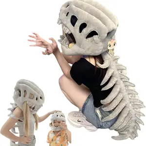 Stegosaurus Plush Toy Soft Stuffed Dinosaur Costume, 3D Wearable Realistic Christmas Dinosaur Skeleton Plush Toy, Perfect for Family Entertainment