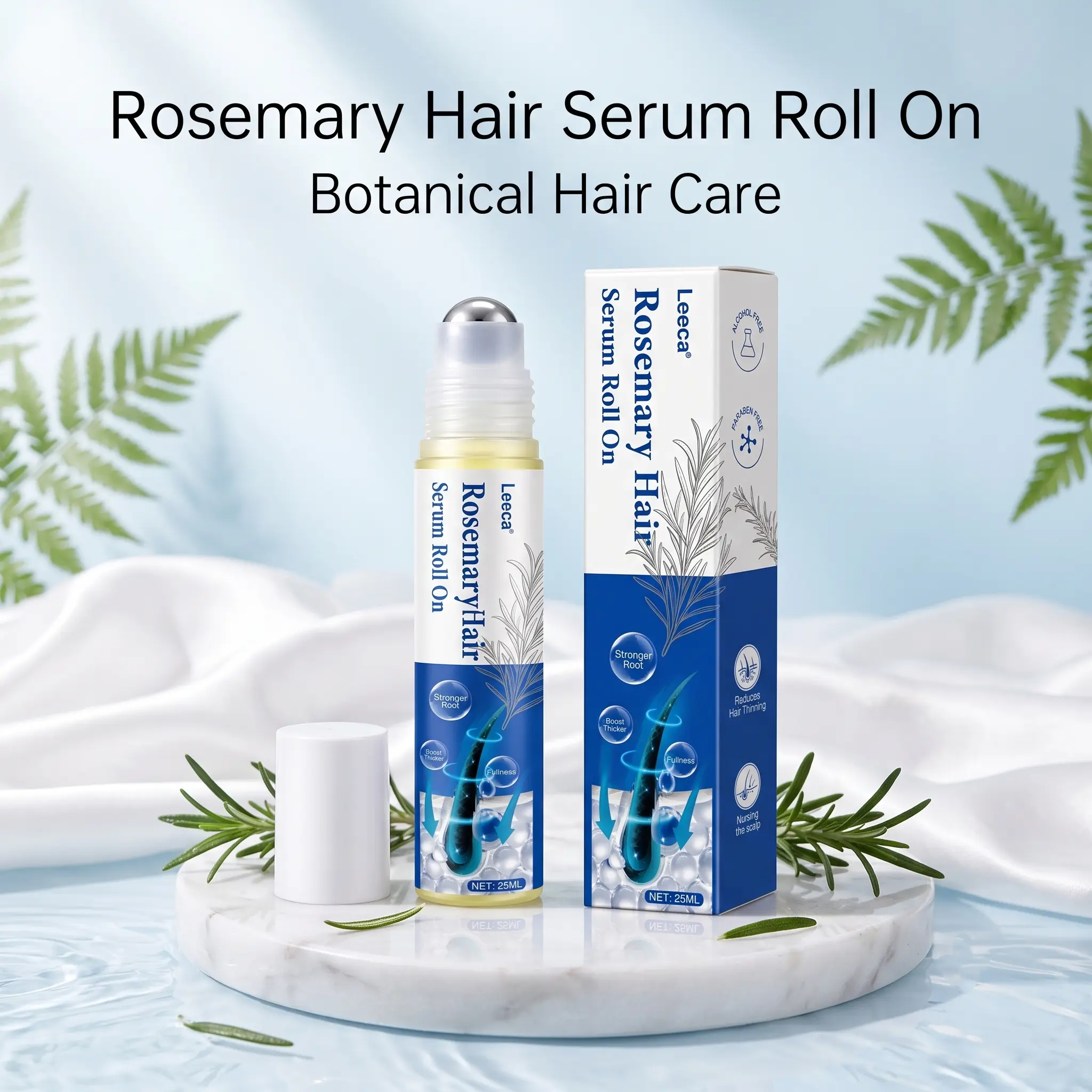 LEECA Rosemary Hair Serum Roll On with Biotin & Redensyl, Botanical Hair Care Serum 25ml