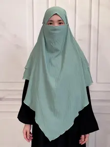Women's Modest Plain Satin Khimar, Solid Muslim Clothing for All Seasons, Fashion Accessories for Women