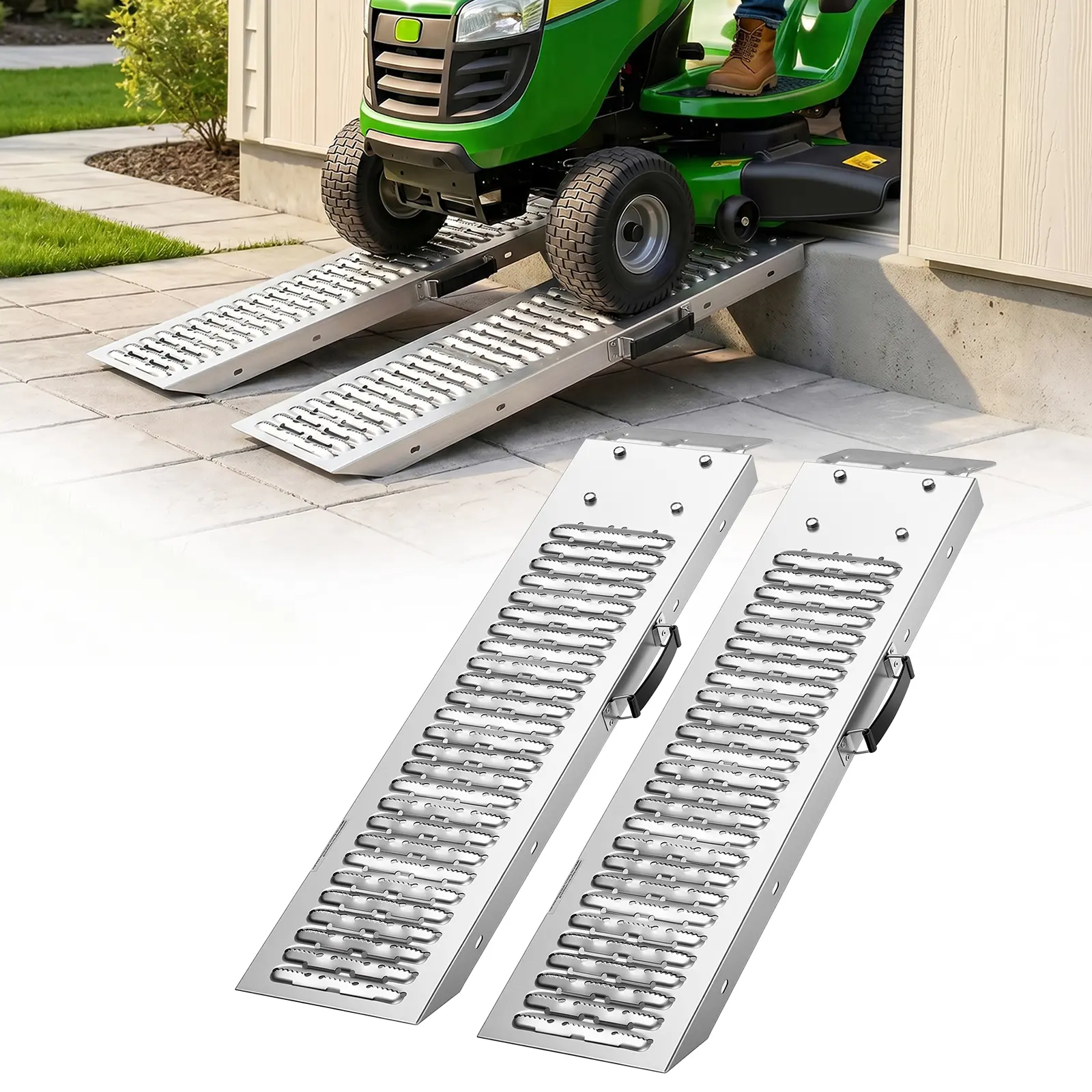 【summerfinds】VEVOR Trailer Ramps, 2PCS 39 x 9 in, Heavy-Duty Steel ATV Ramp Set with Anti-Slip Plates, 1200LBS Combined Capacity Loading Ramps for Motorcycles, Lawn Mowers, Farm Tractors, Carts