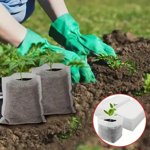 Non-Woven Fabric Seed Nursery Bags - 200pcs, Reusable Planting Bag, Aeration Fabric Pots For Home Garden Supply And Soil Transplant Pouches