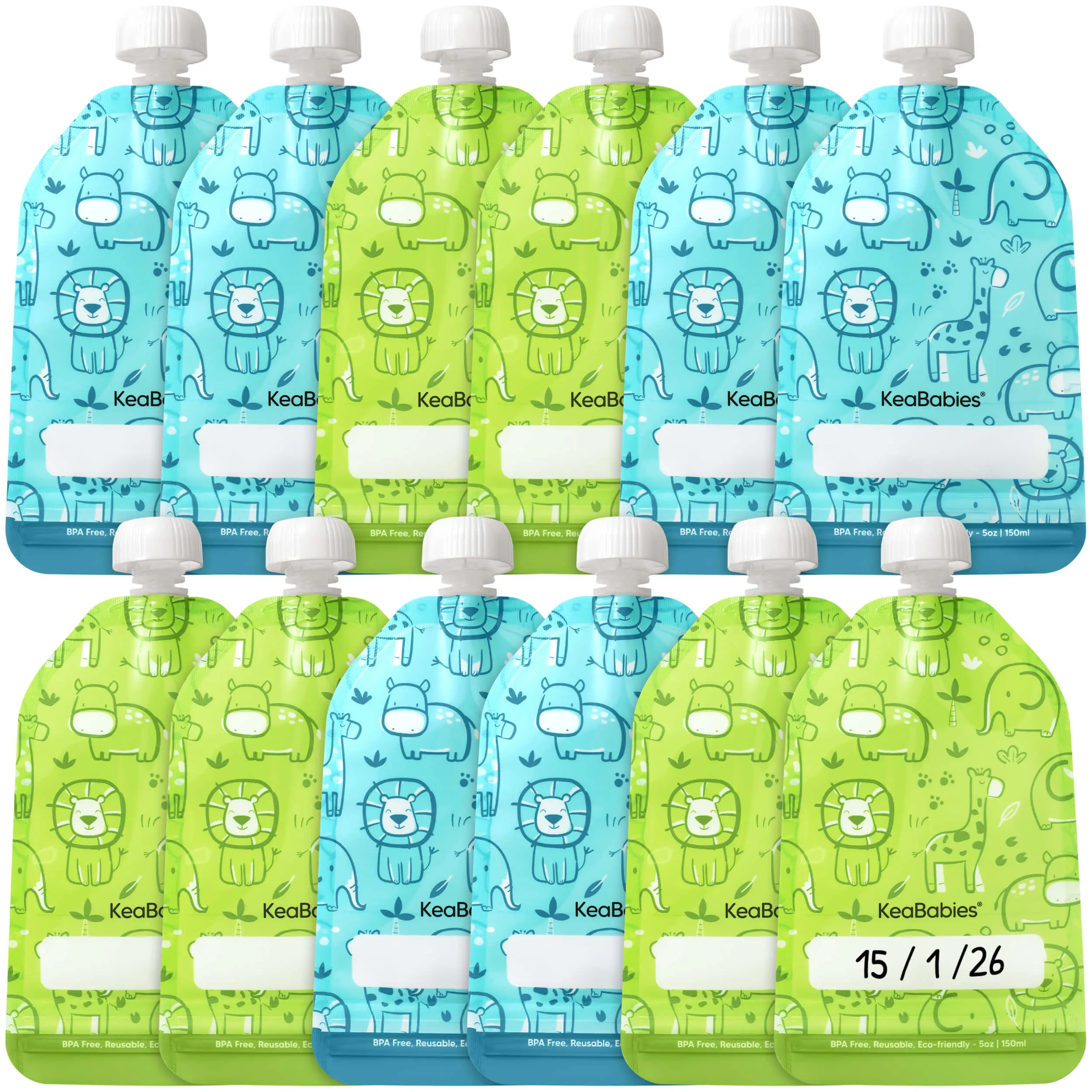 12-Pack Reusable Baby Food Pouches Refillable – 5oz Reusable Pouches for Toddlers, Kids Squeezable Yogurt, Apple Sauce, Fruit Smoothie, Baby Puree Container, Homemade Baby Food Essentials
