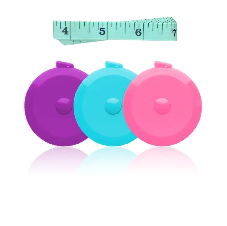 Retractable Body Measuring Tape 3 Pack  – 60 Inch / 1.5m Dual-Sided Tape Measure with Push Button for Weight Loss, Sewing, Craft & Fitness – Small Portable Soft Tape