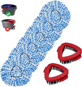 O Cedar RinseClean Mop Refills – 6 Pack Spin Mop Replacement Heads with 2 Floor Scrub Brush Attachments