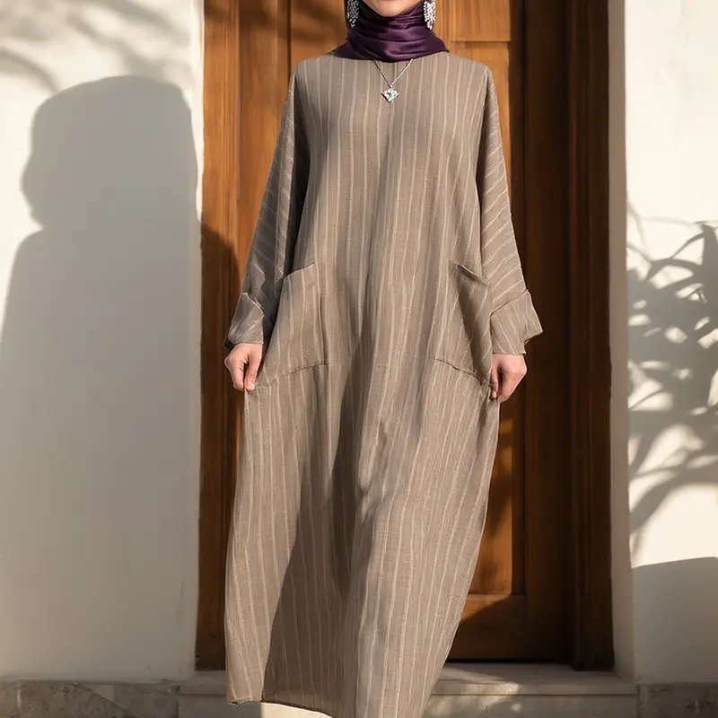 Women's Solid Color Long Sleeve Robes without Hijab, Casual Long Dress for Daily Wear, Ladies Islamic Clothes for All Seasons, Muslim Women Gowns, Islamic Clothing