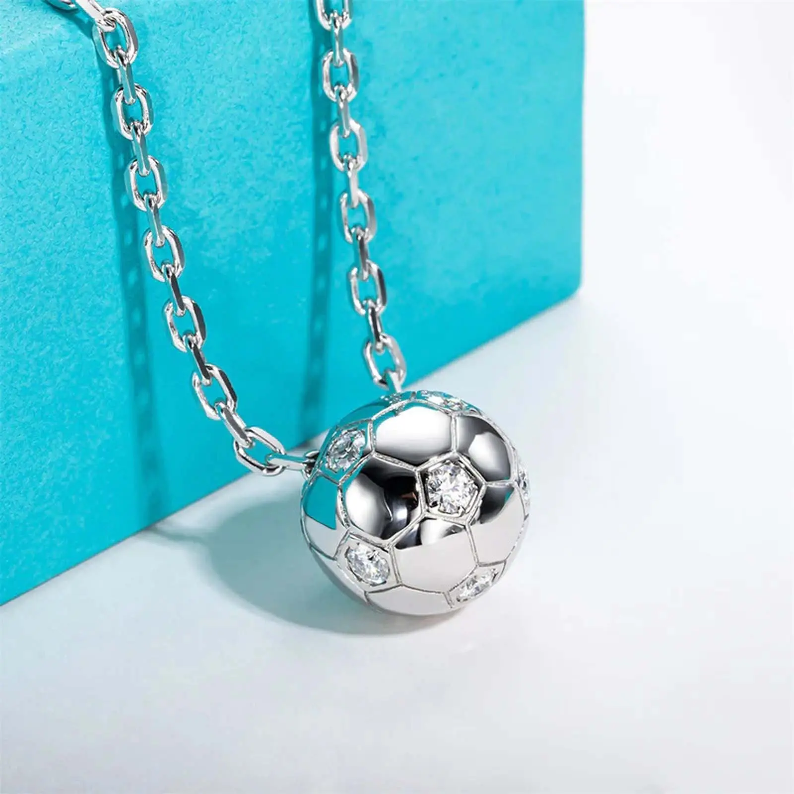 Zircon Soccer Ball Pendant Necklace – Personalized Sports Jewelry for Men & Women, Gift for Football Lovers