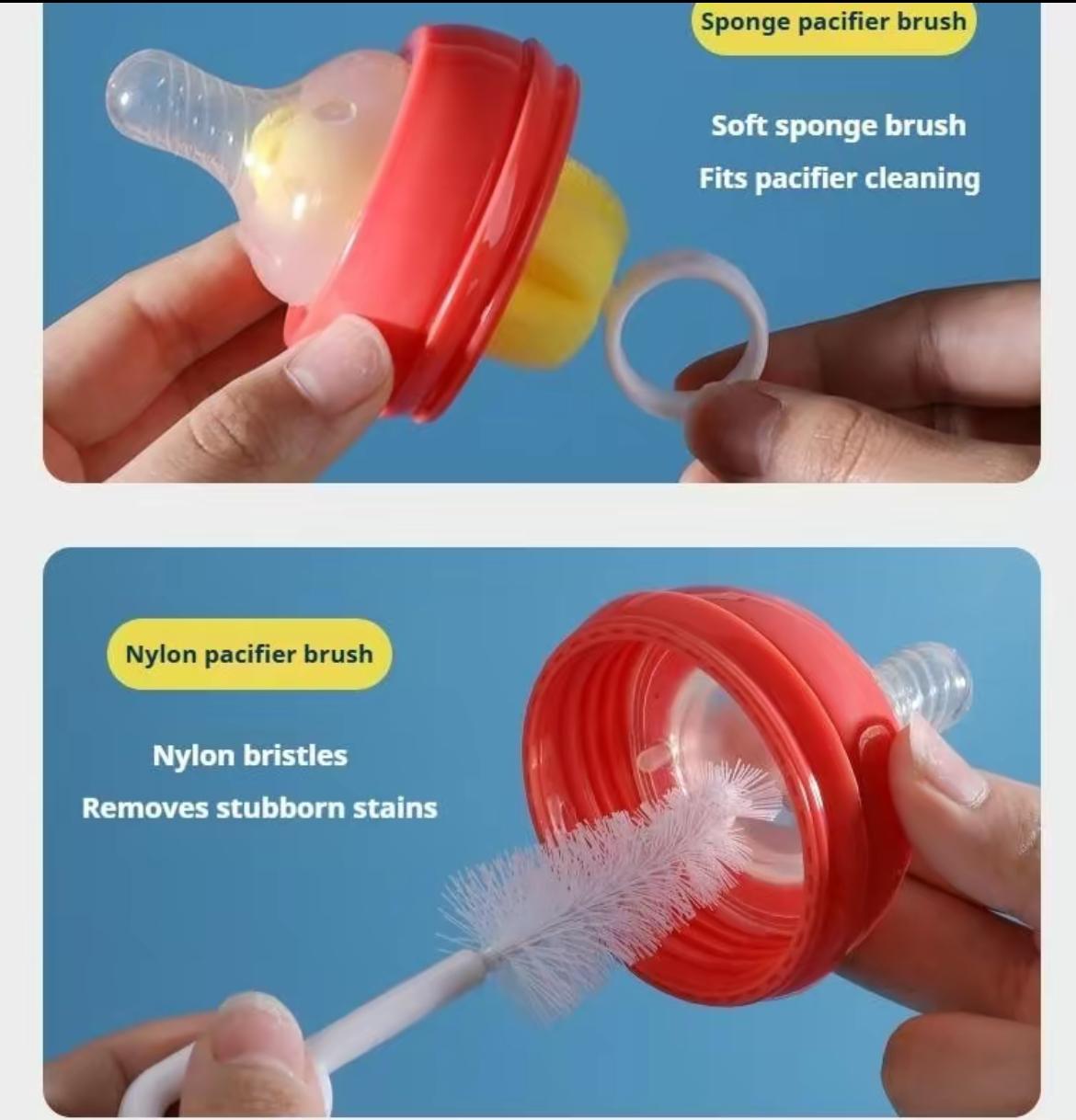 Kid Keeper Baby Bottle Brush Set – Nylon Sponge & Scrubbing Brush for Cleaning Bottles, Blue