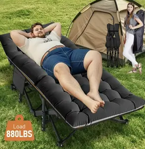 U-mi Folding Camping Cot with 2-Sided Mattress – Heavy-Duty, Portable Guest Bed for Camping, Travel, Outdoor & Indoor Use, Up to 880 Lbs Heavy Duty Sleeping Cots with Carry Bag 1200 D Layer Oxford Portable Travel Camp Cots