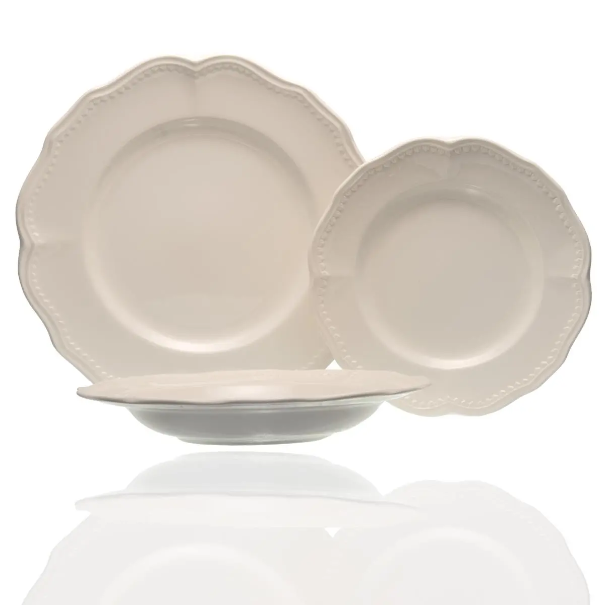 18-Piece Classic White Stoneware Dinnerware Set - Round Dinner Plates, 6 Soup Bowls Included, Oven-Safe for Dining Use & Entertaining, Everyday, Tableware Set