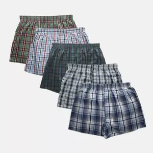 3 Pack Boxer Shorts Men Trunk Plaid Checker Trunk Shorts Underwear Lot Cotton