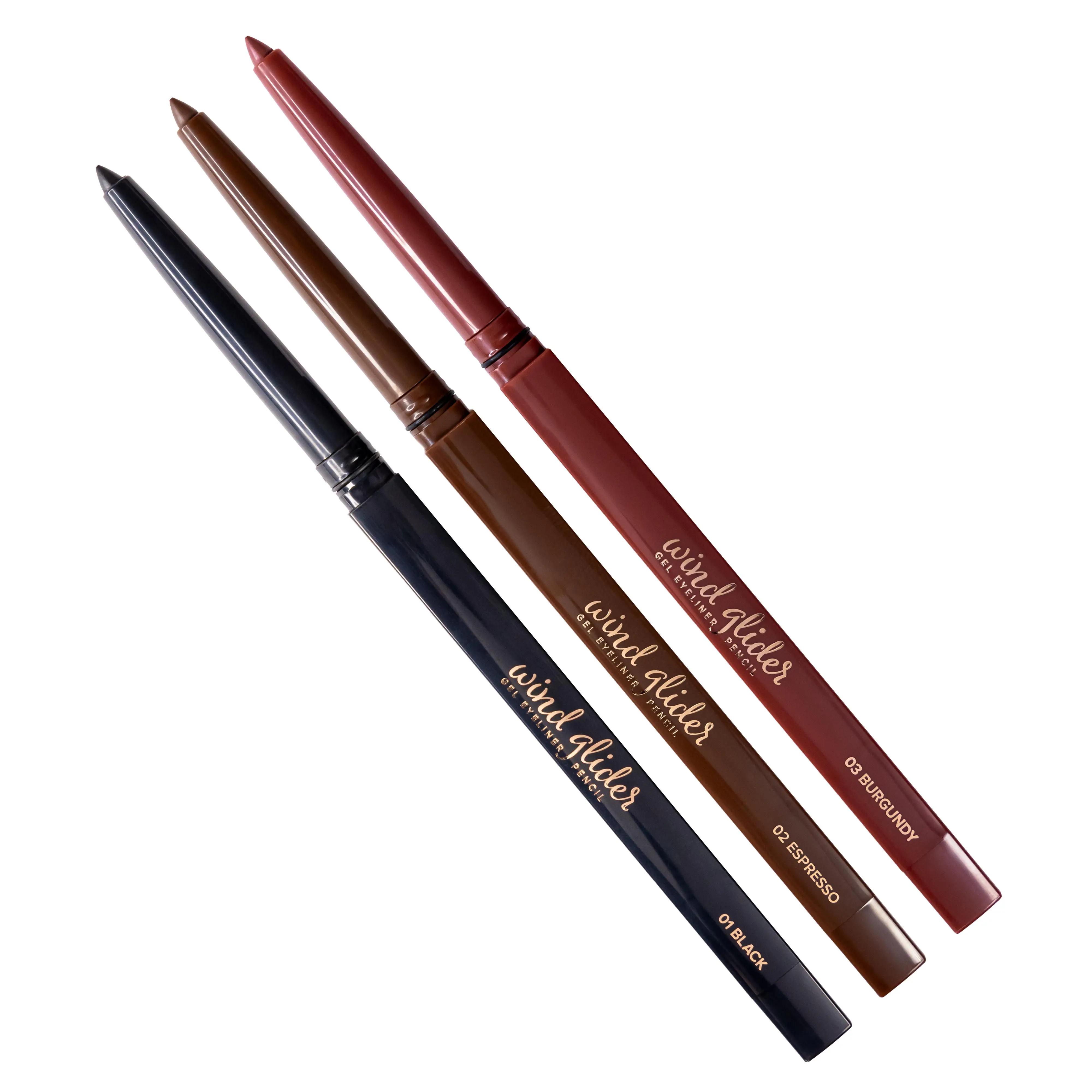 Whats Up Beauty - Wind Glider Gel Eyeliner Pencils (01 Black, 02 Espresso, 03 Burgundy)