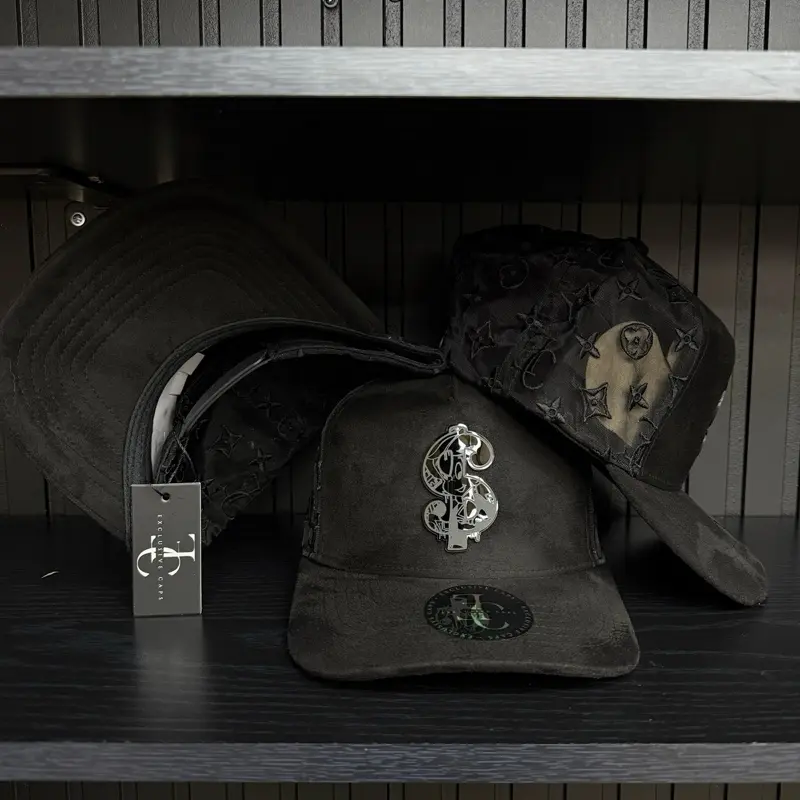 Money sign late snapback hat -black suede Money sign late snapback hat -black suede