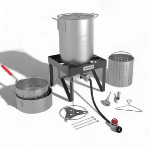 GasOne TFS-3500 Turkey Frying Set – High-Pressure Propane Cooker with 30 QT Stockpot, Steamer Basket, and Accessories for Outdoor Cooking, Crawfish Boils, and Home Brewing outdoor cooking
