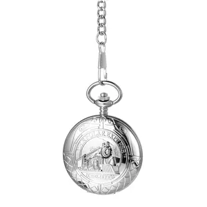 OIDEA Vintage Locomotive Hand-Wind Mechanical Pocket Watch for Men with Skeleton Case Roman Numerals Fob Chain