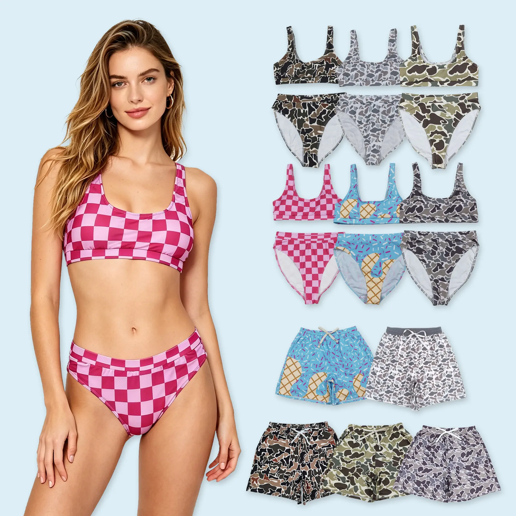 Camouflage Adult Women Two Pieces Summer Swimsuit - Comfortable Fit,Ideal for Summer Beach Wear,Women Swimwear,Bikini Set
