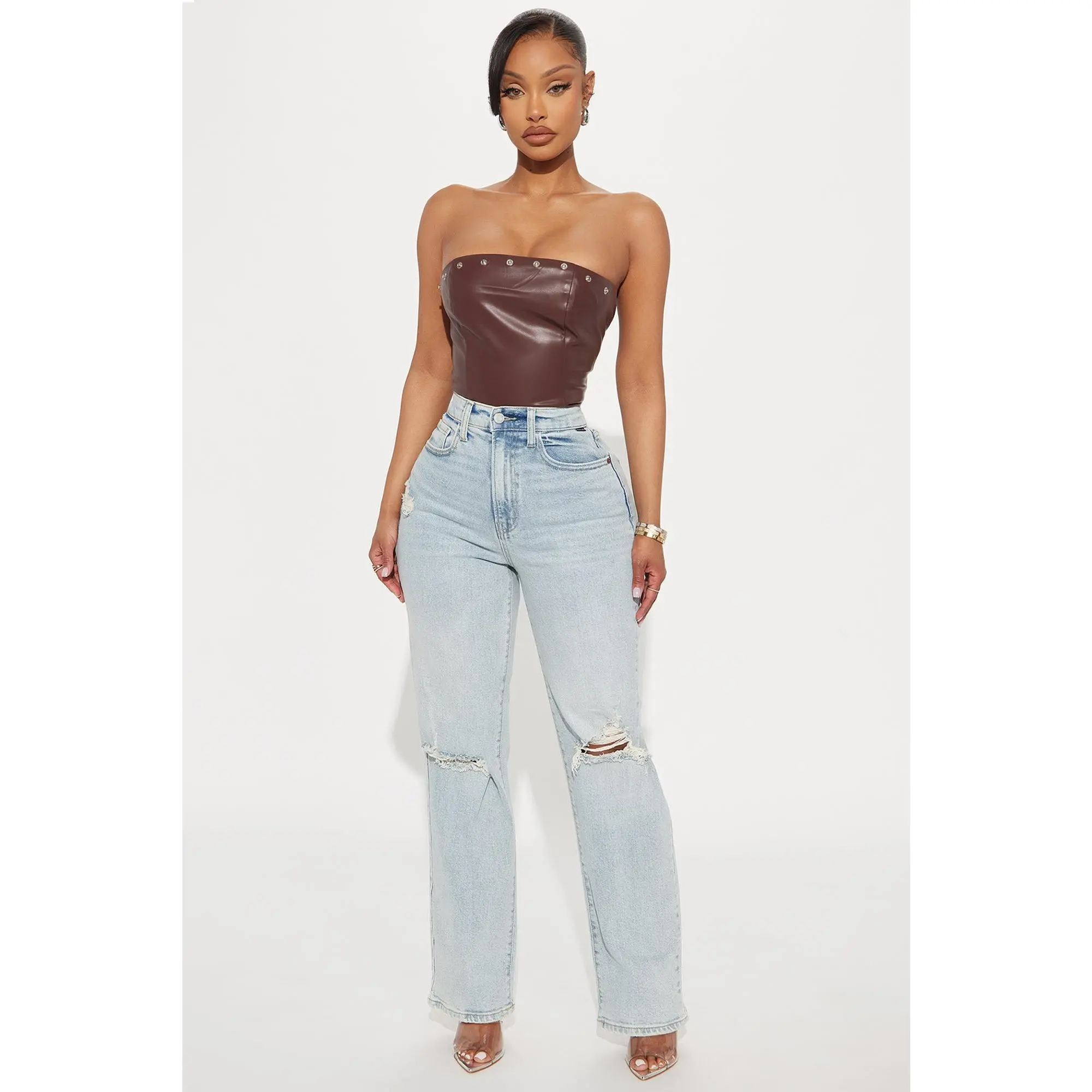 Everyday High Rise Straight Leg Jeans - Light Wash
