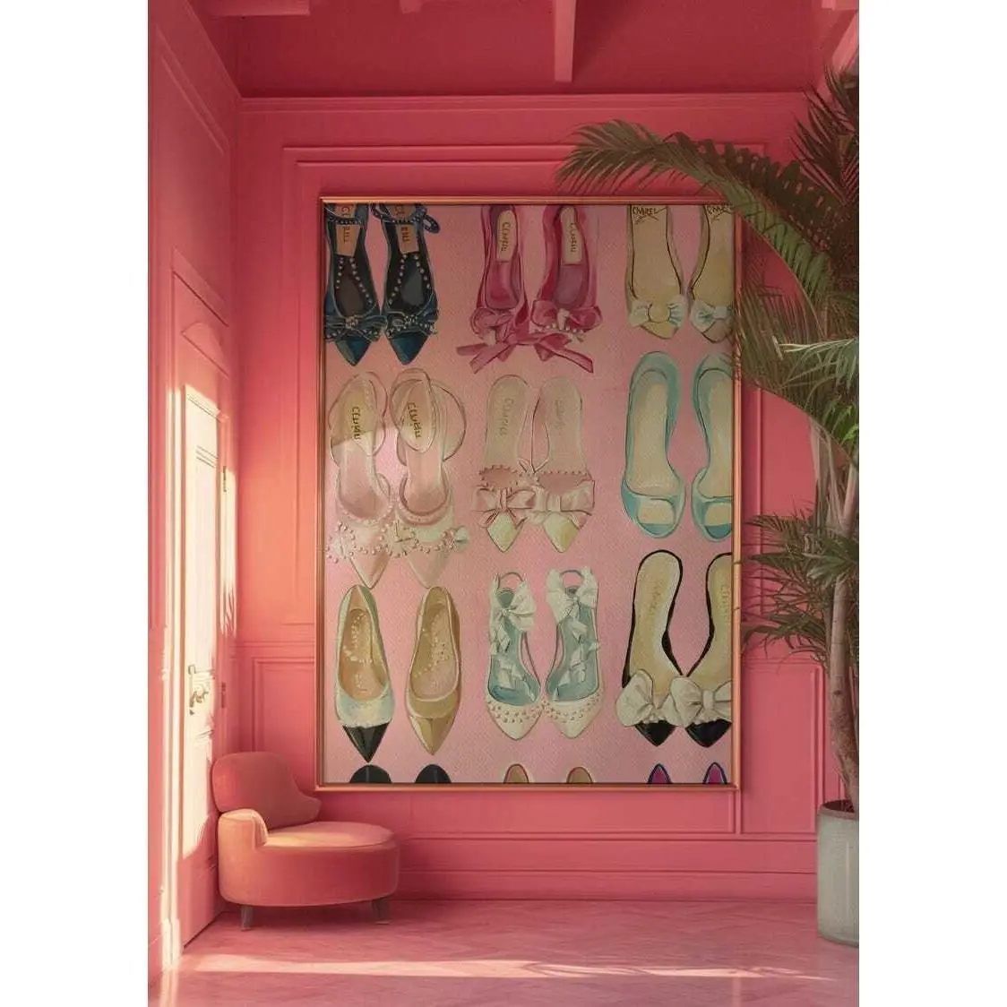 [Up to 65% Off][Free Shipping][No Frame] Vintage Blush Pink Vogue Fashion Paper Graphic Heels Poster, Girly Preppy Home Decor, Bedroom Aesthetic Room Decor Wallpics for Above Bed Dorm, Home Decor Items, Dorm Decor