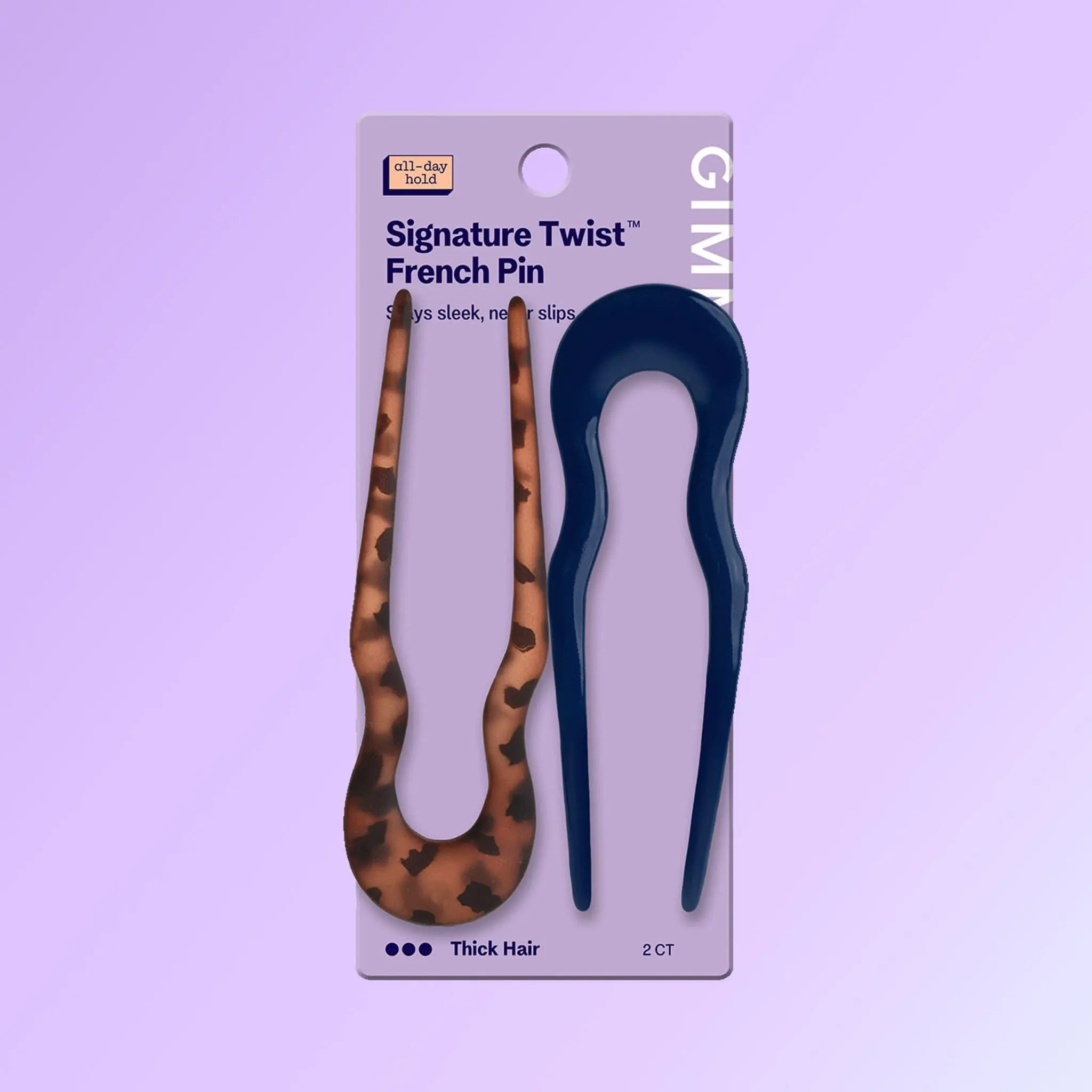Gimme Beauty Signature Twist French Pin - No-Slip Hair Pin for Thick & Curly Hair, All-Day Hold Twist Clip for Buns & Updos