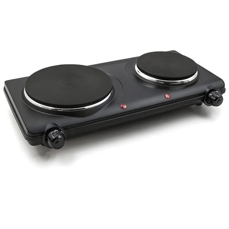 Maximatic EDB503 Elite 120 V Electric Double Cast Burner Hot Plate, Black