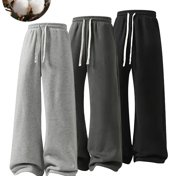 Men's Solid Fashion Loose Sweatpants, Versatile Year-Round Wear Oversize, Ideal for Autumn and Winter Wide Leg Straight Pants Casual Street Dance Pants Comfortable Winter Home Pants Casual Sports Pants with Rivet Design Fashionable and Versatile