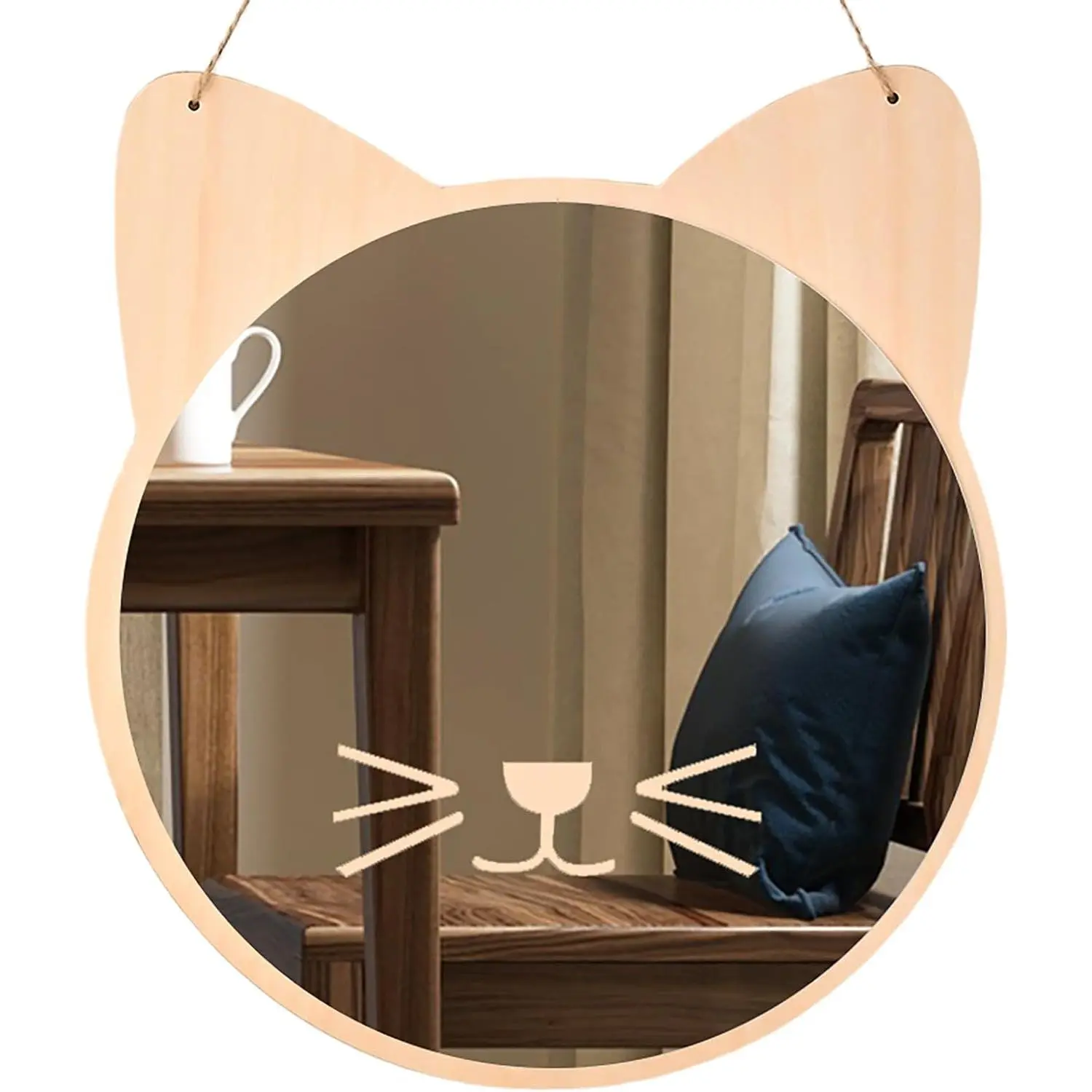 Plastic Kids Mirror for Wall - Kids Safety, Hanging, Acrylic, Non-Glass and Unbreakable - Cat Decoration Mirror for Kid's Playroom 10"