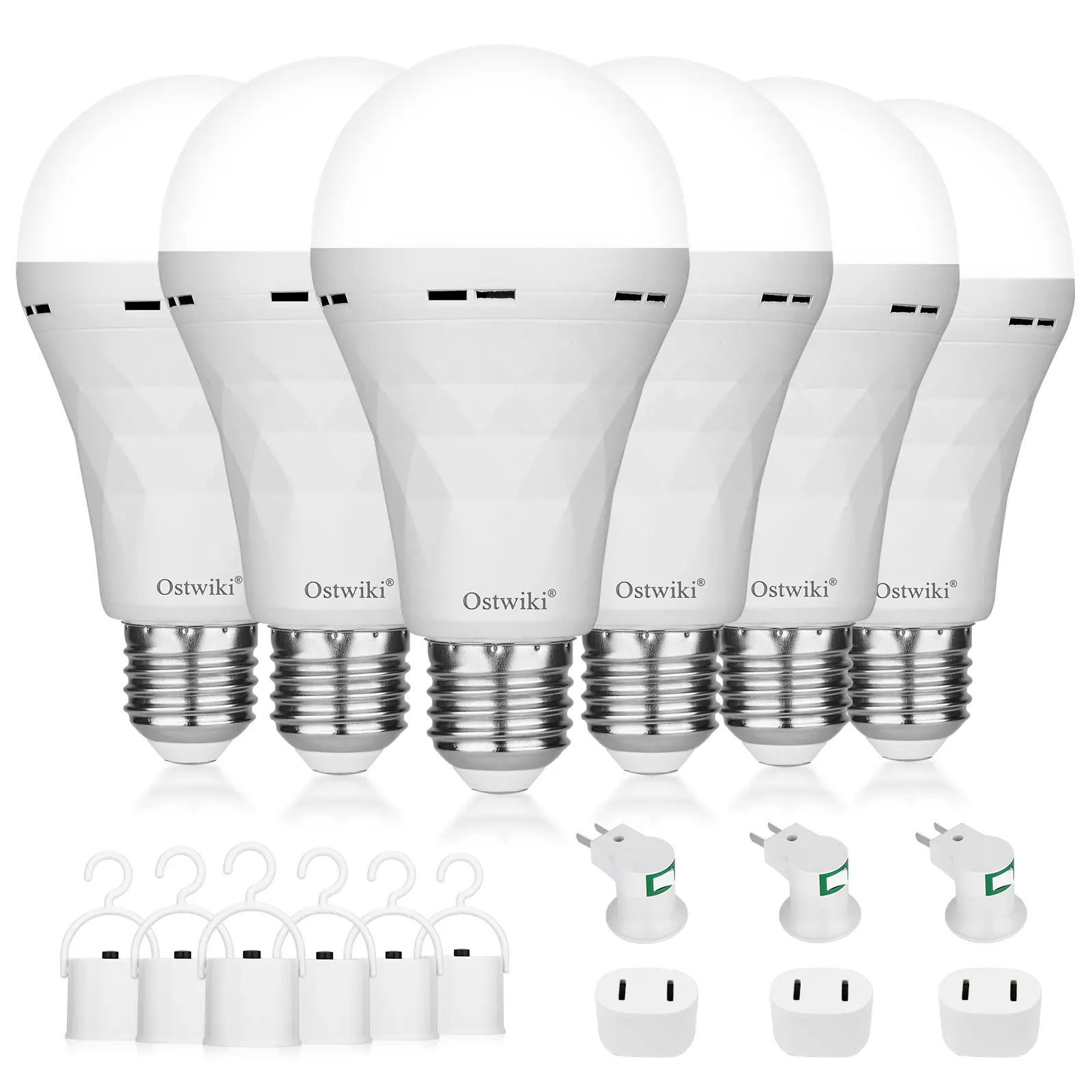 OSTWIKI Rechargeable Emergency Light Bulbs Battery Powered LED Light Bulb 8500K & 3000K E27 9W with 1200mAh Battery Backup for Home Power Outage Camping Hurricane summergarden,campingessentials,outdoorfurnitureset,campinggear Super Bright Led Dimmable War