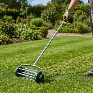 Heavy Duty Lawn Aerator Roller Tool Kit – Fast Lawn Repair Accessory with Grass Trimmer Handle and Grass Trimmer Head