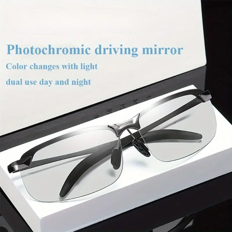1pc Photochromic Sunglasses, Men's Metal Polarized Driving Chameleon Glasses, Men's Color-changing Sunglasses Day and Night Vision Driving Glasses, Color-changing Polarized Riding Sunglasses, Sunglasses for Driving, Chameleon Sunglass Change Color