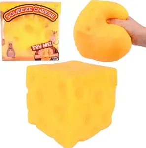 Squishy Cheese Block - Yellow, moldable fidget Toy with Squeeze Feature, Ideal for Play and Relaxation