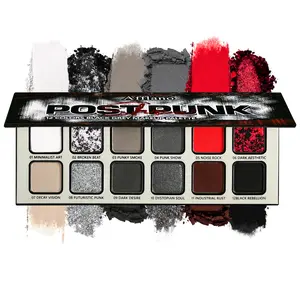 12 Colros Black Grey Makeup Palette， true autumn palette，Highly Pigmented Waterproof Eyeshadow，Gifts，Festive Makeup,long-lasting shimmering